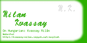 milan kvassay business card