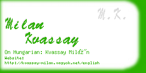 milan kvassay business card
